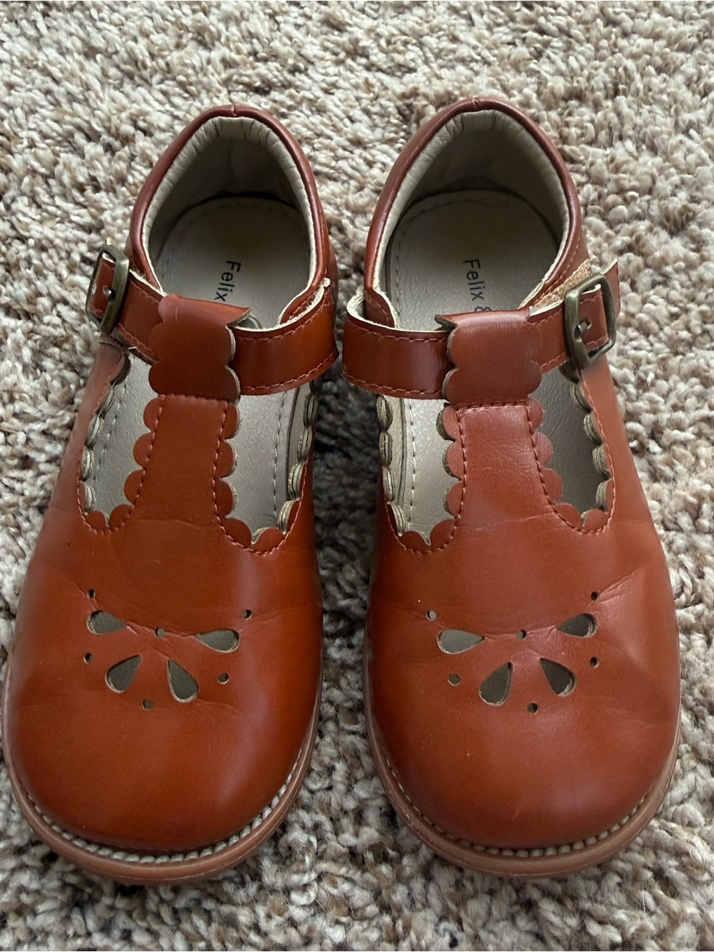 Felix & Flora B366 Girls Size 10M Retro Brown T-Strap Mary Jane Shoes